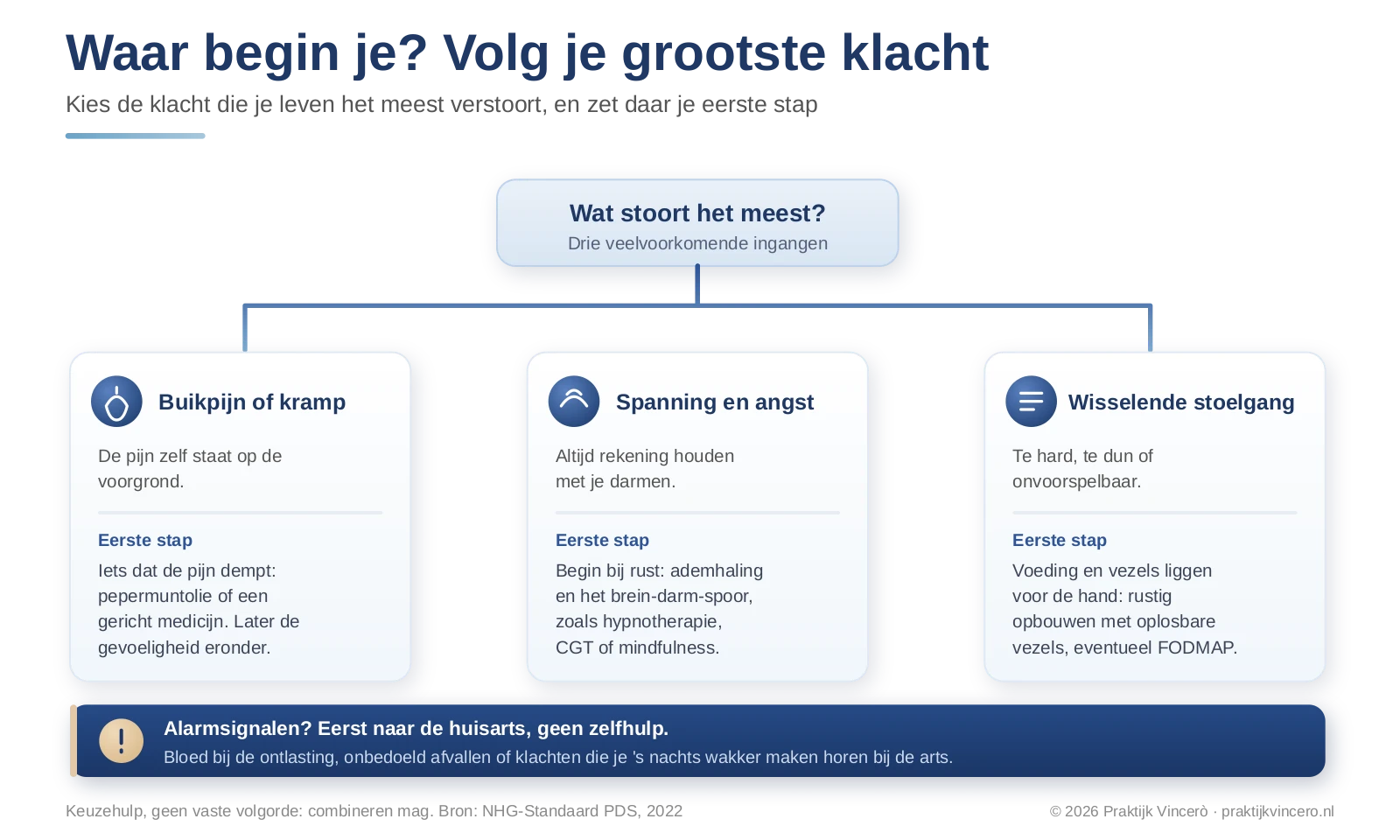 Keuzehulp bij PDS die per hoofdklacht een logische eerste stap laat zien