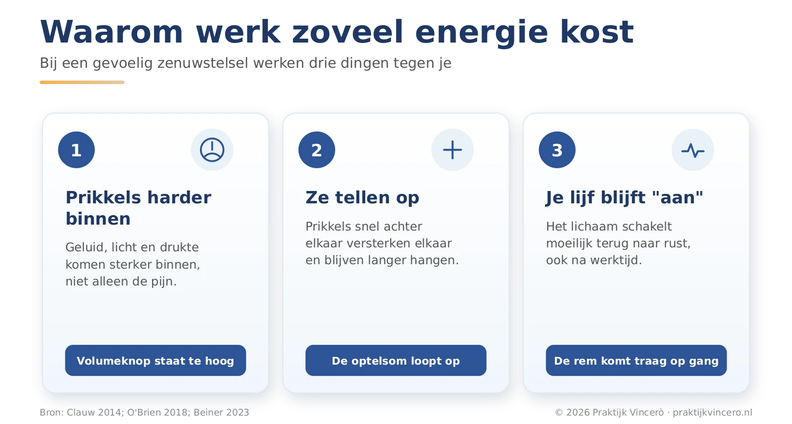 Schema: hoe losse werkprikkels op elkaar stapelen bij een zenuwstelsel dat traag terugschakelt
